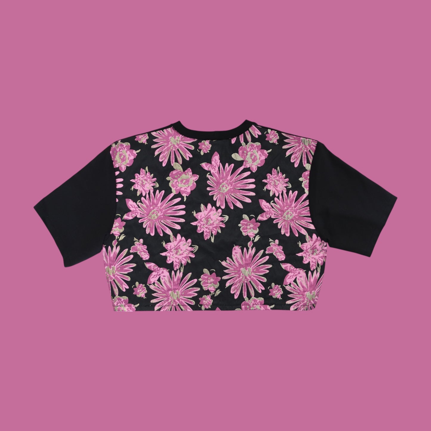 PINK FLOWER TEE BLACK